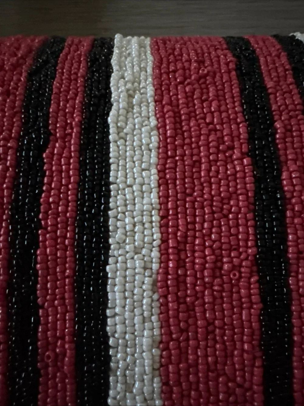 Hand-Beaded Accent Tote in Red, Black & White NWT